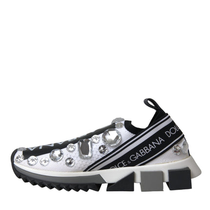 White Sorrento Crystals Sneakers Shoes