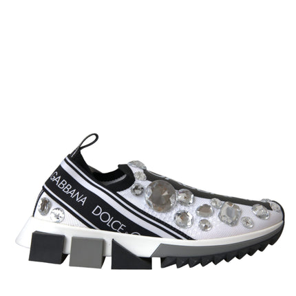 White Sorrento Crystals Sneakers Shoes