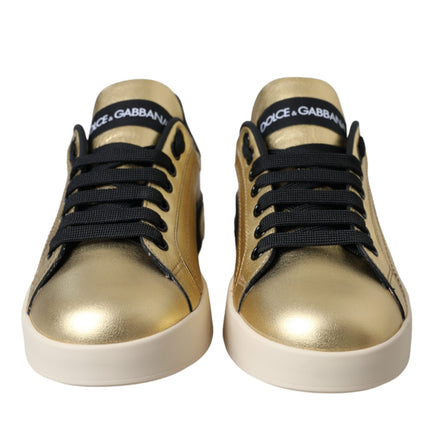 Gold Portofino Calf Leather Sneakers Women Shoes