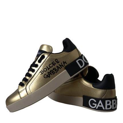 Gold Portofino Calf Leather Sneakers Women Shoes