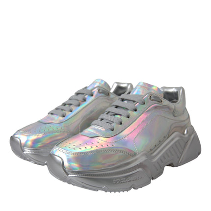 Silver Iridescent DAYMASTER Leather Sneakers Shoes