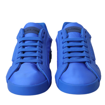 Blue Leather Fabric Low Top Sneakers Shoes