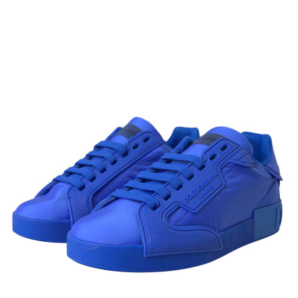 Blue Leather Fabric Low Top Sneakers Shoes