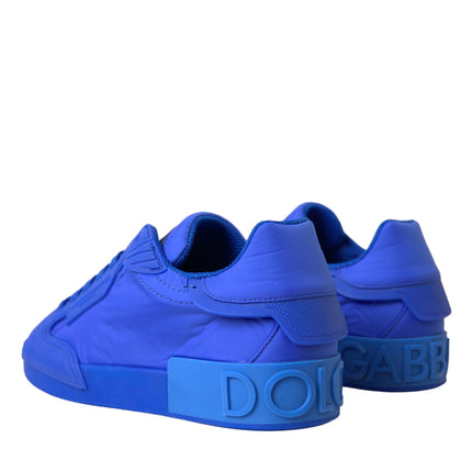 Blue Leather Fabric Low Top Sneakers Shoes