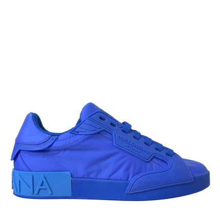 Blue Leather Fabric Low Top Sneakers Shoes