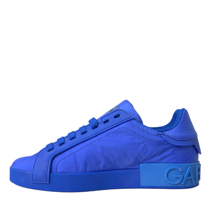 Blue Leather Fabric Low Top Sneakers Shoes