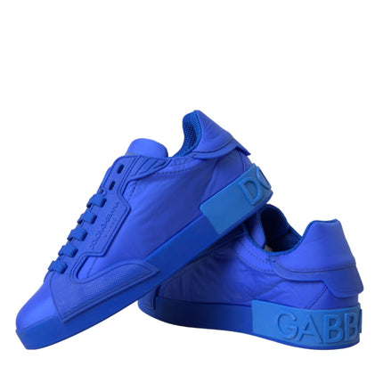 Blue Leather Fabric Low Top Sneakers Shoes