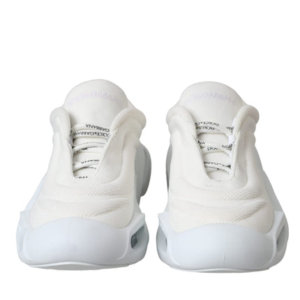 White Padded Fabric Wave Low Top Sneakers Shoes