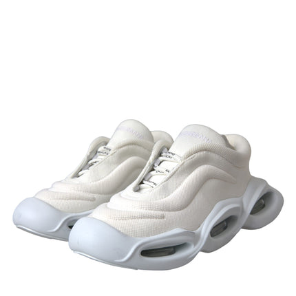 White Padded Fabric Wave Low Top Sneakers Shoes