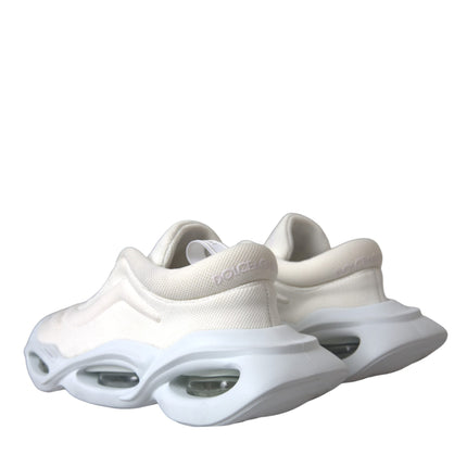 White Padded Fabric Wave Low Top Sneakers Shoes