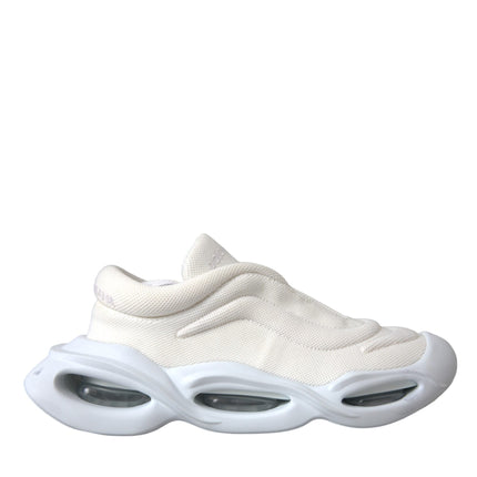 White Padded Fabric Wave Low Top Sneakers Shoes