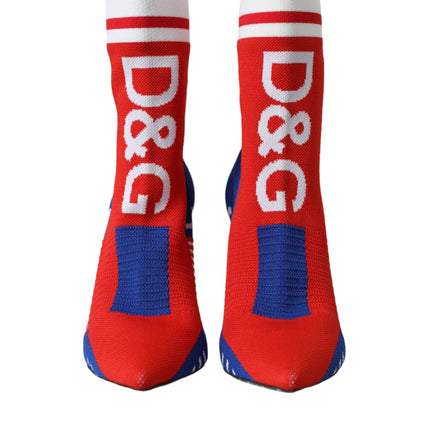 Red Blue Stretch Sock Style Short Boots Logo Shoes