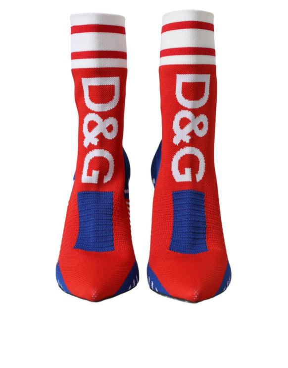 Red Blue Stretch Sock Style Short Boots Logo Shoes