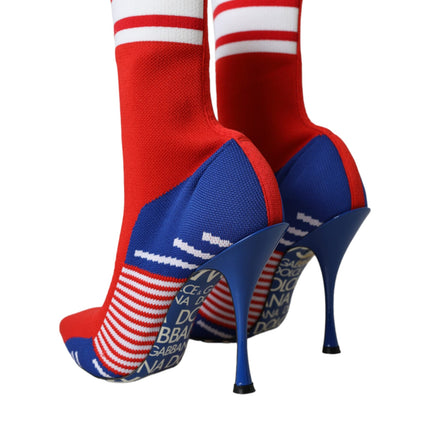 Red Blue Stretch Sock Style Short Boots Logo Shoes