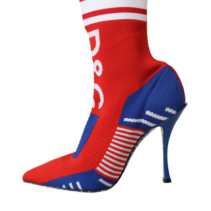 Red Blue Stretch Sock Style Short Boots Logo Shoes