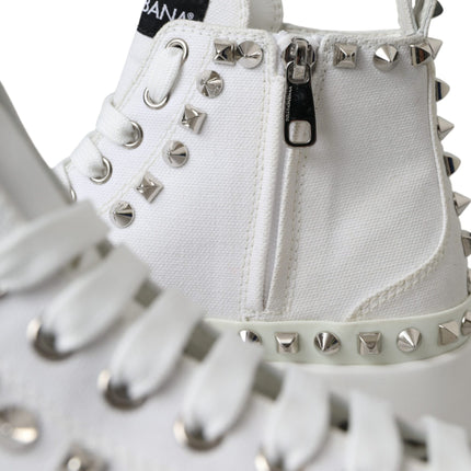 White Canvas Studded Sneakers Boots Shoes