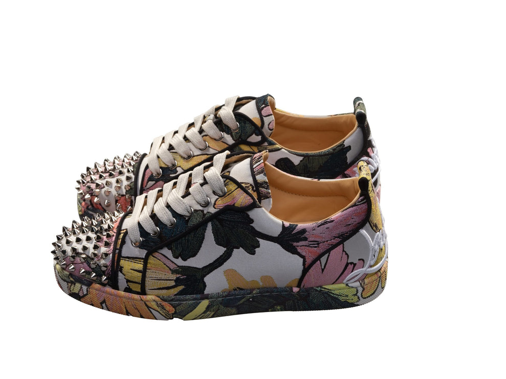 Fun Louis Junior Spikes Flat Botanical Print LaceUp Sneakers