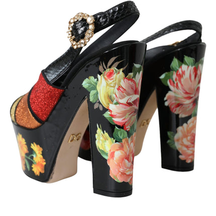 Multicolor Floral Crystal Platform Sandals Shoes