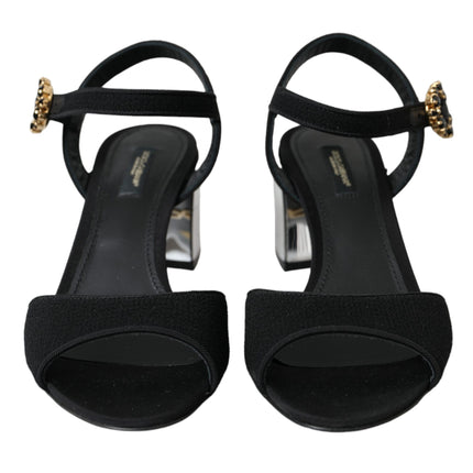 Black Crystal Ankle Strap Keira Sandal Shoes