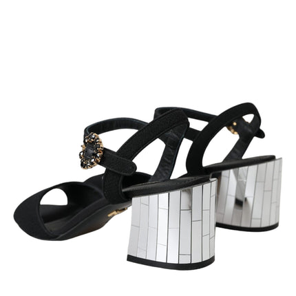 Black Crystal Ankle Strap Keira Sandal Shoes