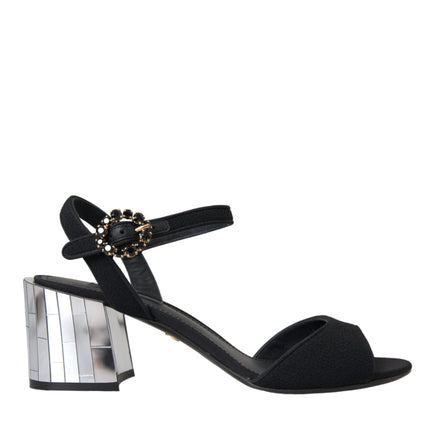 Black Crystal Ankle Strap Keira Sandal Shoes