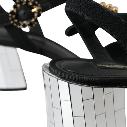 Black Crystal Ankle Strap Keira Sandal Shoes