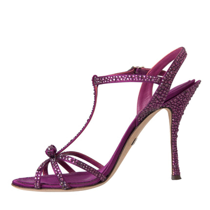 Purple Strass Ankle Strap Heels Sandals Shoes