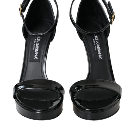 Black KEIRA Leather Heels Sandals Shoes