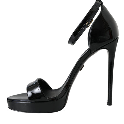 Black KEIRA Leather Heels Sandals Shoes