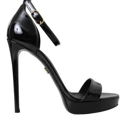 Black KEIRA Leather Heels Sandals Shoes