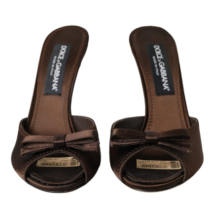 Brown Suede Leather Slides Heels Sandals Shoes