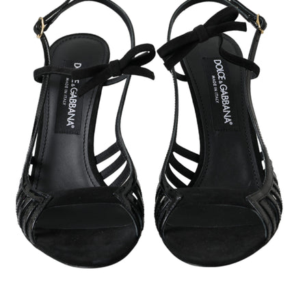 Black Sandals Stilettos Suede Strap Shoes