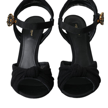 Black Suede Crystals Keira Sandals Shoes