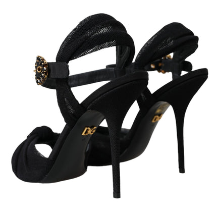 Black Suede Crystals Keira Sandals Shoes