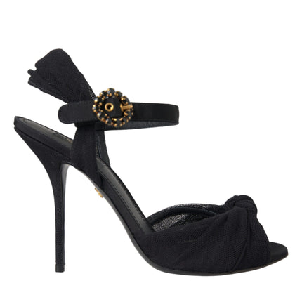 Black Suede Crystals Keira Sandals Shoes