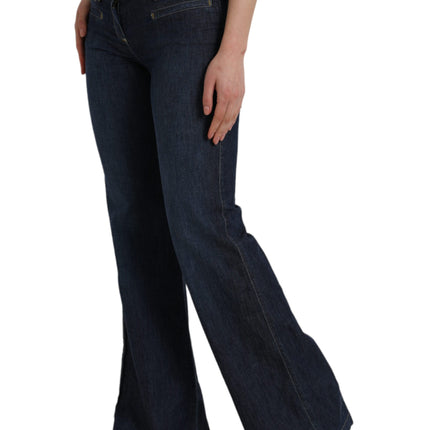 Dark Blue Cotton Bootcut Denim Jeans