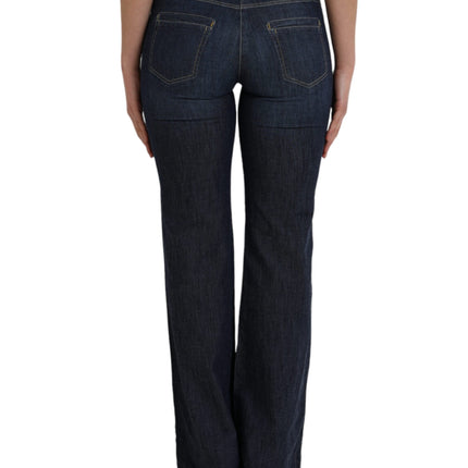 Dark Blue Cotton Bootcut Denim Jeans