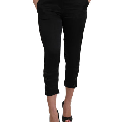 Black High Waist Capri Cropped Pants