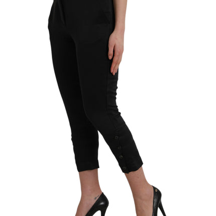 Black High Waist Capri Cropped Pants