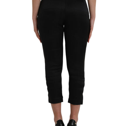 Black High Waist Capri Cropped Pants