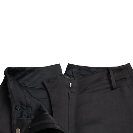 Black High Waist Capri Cropped Pants