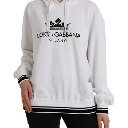 White Cotton Logo Hoodie Pullover Sweater