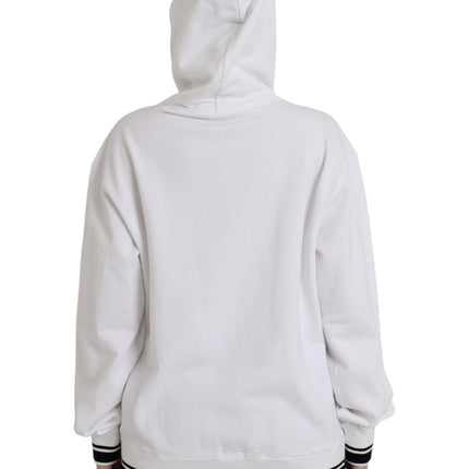 White Cotton Logo Hoodie Pullover Sweater