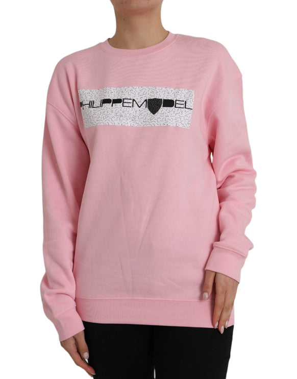 Pink Cotton Logo Long Sleeves Pullover Sweater