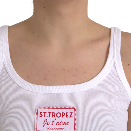 White St. Tropez Cotton Sleeveless Tank Top