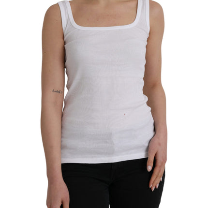 White Cotton Sleevelesss Tank Casual Top