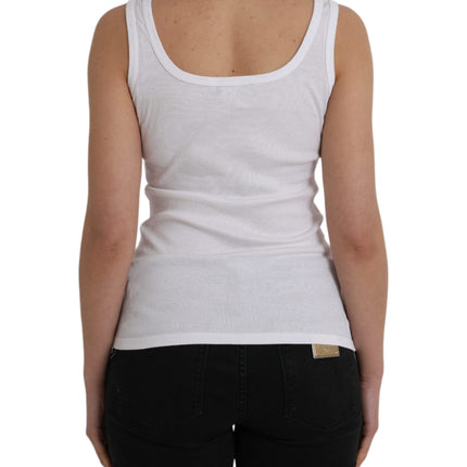 White Cotton Sleevelesss Tank Casual Top