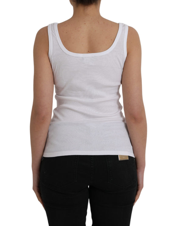 White Cotton Sleevelesss Tank Casual Top