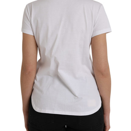 White Cotton Necklace Short Sleeves T-shirt