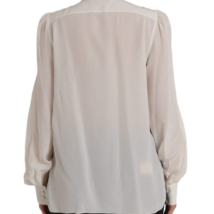 Off White Long Sleeve Button Down Blouse Top